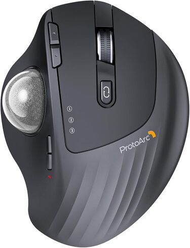ProtoArc EM01 NL Wireless Trackball Mouse, Rechargeable Thumb Control, Gray | 0/20° Adjustable Angle to Reduce Fatigue, Triple-Device Bluetooth & 2.4G USB-A for Office Use, Silent Click, Easy to Clean in Kuwait
