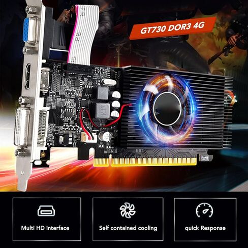 بطاقة رسومات الألعاب Dpofirs 730، بطاقة رسومات 4G DDR3B 128bit مع مروحة تبريد تدعم VGA DVI HD واجهة الوسائط المتعددة بطاقات رسومات الألعاب in Saudi Arabia