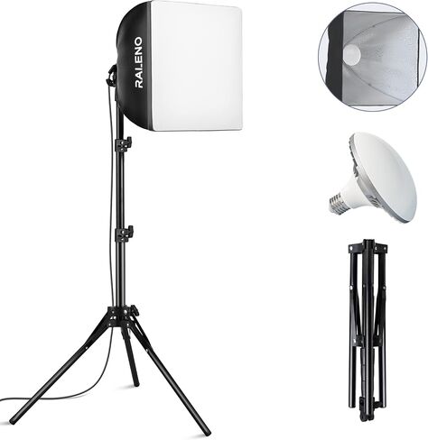 RALENO Softbox Lighting Kit, 16'' x 16'' Photography Studio Equipment with LED Bulb (50W | 5500K | 97 CRI | TLCI≥97), Continuous Lighting for Video Recording & Photography Shooting | Model: PS075 in Saudi Arabia