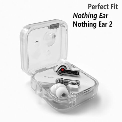 حافظة سيليكون من Geiomoo لـ Nothing Ear، Nothing Ear 2، غطاء واقٍ مزود بحلقة تسلق (شفاف) in Kuwait