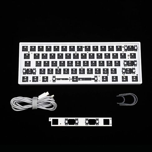 YMDK GH60 GK61 RGB Hot Swap Independent Driver Tyce-C ANSI Mechanical keyboard DIY kit Plastic Case CNC Aluminum Case Plate PCB (Plastic White GK61X Wired) in Saudi Arabia