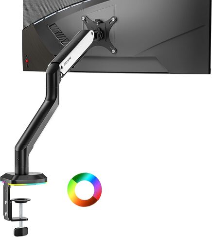 Single Monitor Mount with RGB, Monitor Arm Desk Mount for 17 to 32 inch Computer Monitor, Holds 19.8 lbs, Adjustable Monitor Stand for Desk, Vesa Mount with Clamp and Grommet Base, Orange in Saudi Arabia