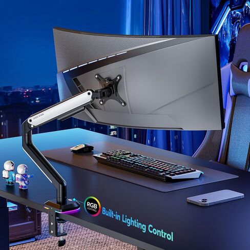 Single Monitor Mount with RGB, Monitor Arm Desk Mount for 17 to 32 inch Computer Monitor, Holds 19.8 lbs, Adjustable Monitor Stand for Desk, Vesa Mount with Clamp and Grommet Base, Orange in Saudi Arabia