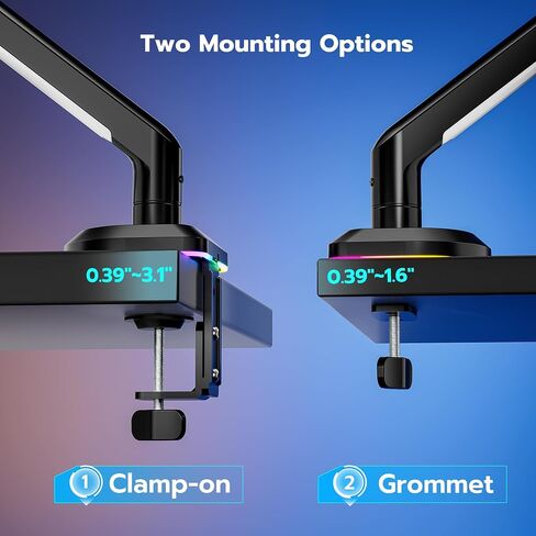 Single Monitor Mount with RGB, Monitor Arm Desk Mount for 17 to 32 inch Computer Monitor, Holds 19.8 lbs, Adjustable Monitor Stand for Desk, Vesa Mount with Clamp and Grommet Base, Orange in Saudi Arabia