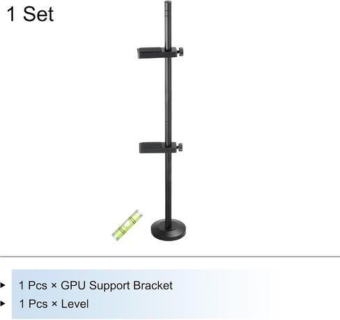 MECCANIXITY Graphics Card GPU Support Bracket, GPU Stand Double Rod Magnetic Base 10-170mm Adjustable Brace for Desktop Video Card with Level, Aluminum Black in Saudi Arabia