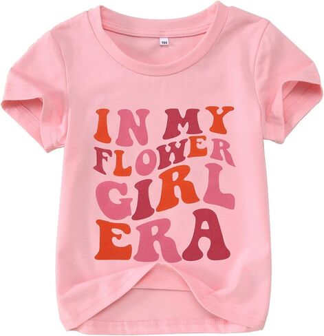 in My Flower Girl Era Shirt for Toddler Girl Wedding T-Shirt Summer Top Groovy Letter Short Sleeve Bridal Party Tees in Saudi Arabia