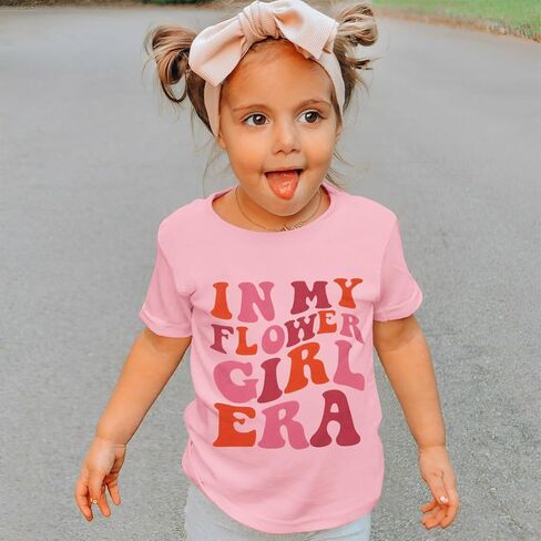 in My Flower Girl Era Shirt for Toddler Girl Wedding T-Shirt Summer Top Groovy Letter Short Sleeve Bridal Party Tees in Saudi Arabia