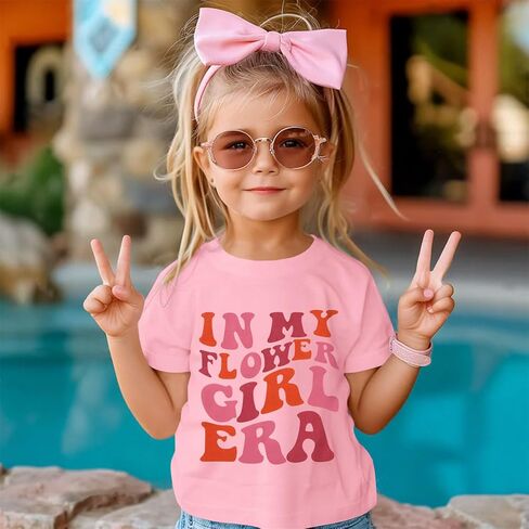 in My Flower Girl Era Shirt for Toddler Girl Wedding T-Shirt Summer Top Groovy Letter Short Sleeve Bridal Party Tees in Saudi Arabia