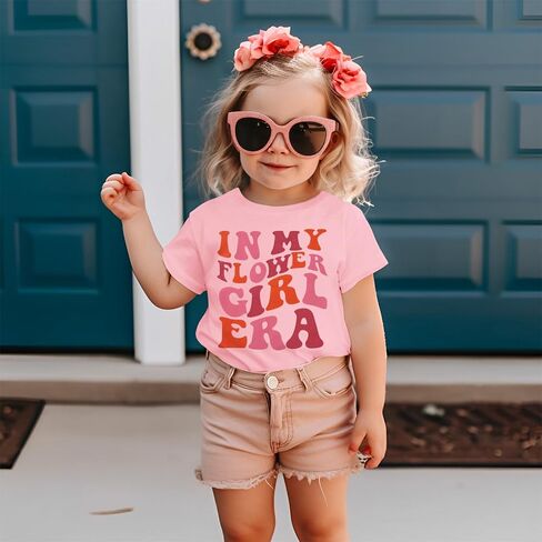 in My Flower Girl Era Shirt for Toddler Girl Wedding T-Shirt Summer Top Groovy Letter Short Sleeve Bridal Party Tees in Saudi Arabia