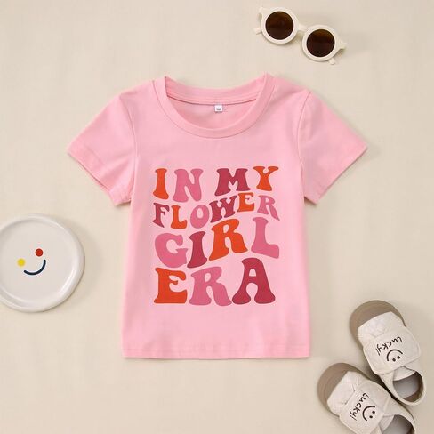 in My Flower Girl Era Shirt for Toddler Girl Wedding T-Shirt Summer Top Groovy Letter Short Sleeve Bridal Party Tees in Saudi Arabia