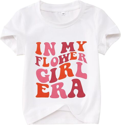 in My Flower Girl Era Shirt for Toddler Girl Wedding T-Shirt Summer Top Groovy Letter Short Sleeve Bridal Party Tees in Saudi Arabia