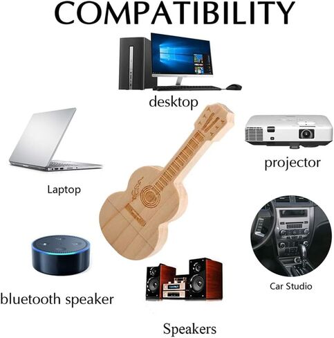غيتار على شكل خشب القيقب USB2.0 64 جيجابايت فلاش حملة القلم ذاكرة الإبهام مع صندوق خشبي (2.0 64 جيجابايت) in Saudi Arabia