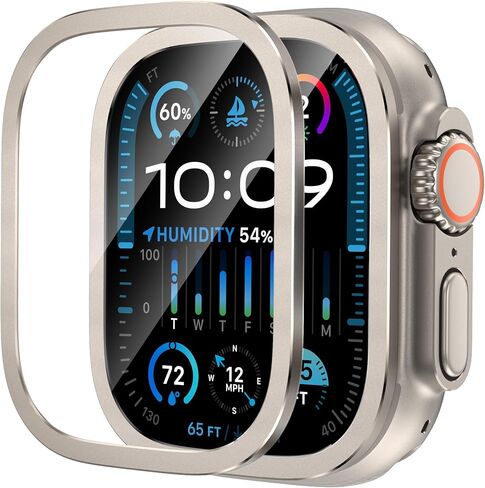 YMHML for Apple Watch Ultra 2 Screen Protector Case 49mm, 2023 Titanium Alloy Frame with Tempered Glass, Waterproof Bubble-Free HD Clear Full Protective Cover for iWatch Ultra 2/1 Accessories 2 Pack in Saudi Arabia