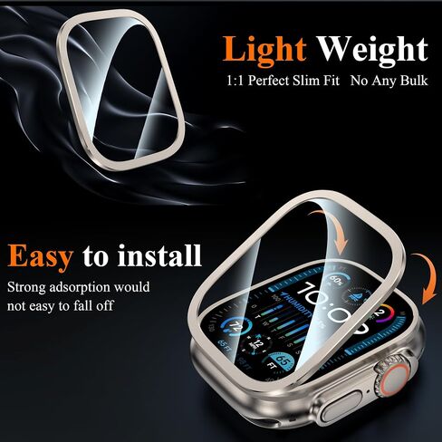 YMHML for Apple Watch Ultra 2 Screen Protector Case 49mm, 2023 Titanium Alloy Frame with Tempered Glass, Waterproof Bubble-Free HD Clear Full Protective Cover for iWatch Ultra 2/1 Accessories 2 Pack in Saudi Arabia
