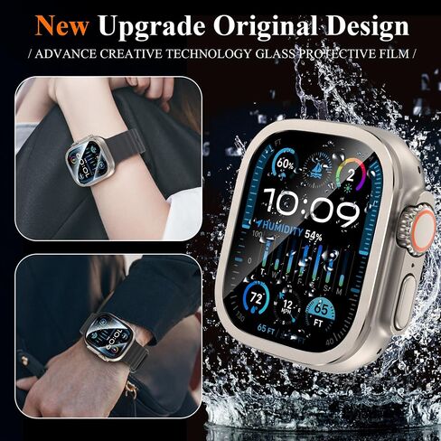 YMHML for Apple Watch Ultra 2 Screen Protector Case 49mm, 2023 Titanium Alloy Frame with Tempered Glass, Waterproof Bubble-Free HD Clear Full Protective Cover for iWatch Ultra 2/1 Accessories 2 Pack in Saudi Arabia