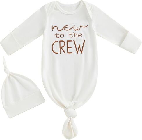 Ayalinggo Newborn Boy Girl Coming Home Outfit Baby Infant Sleeper Gown Nightgown Outfits Cute Fall Winter Pajamas and Hat in Saudi Arabia