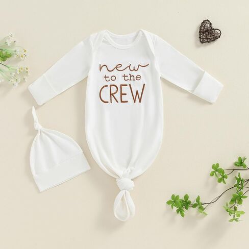 Ayalinggo Newborn Boy Girl Coming Home Outfit Baby Infant Sleeper Gown Nightgown Outfits Cute Fall Winter Pajamas and Hat in Saudi Arabia