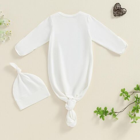 Ayalinggo Newborn Boy Girl Coming Home Outfit Baby Infant Sleeper Gown Nightgown Outfits Cute Fall Winter Pajamas and Hat in Saudi Arabia