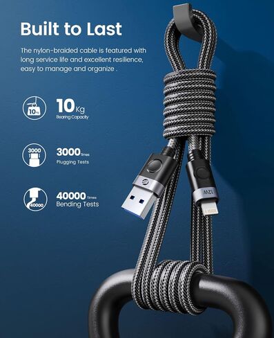 ORICO USB A to Lightning Cable, 12W Lightning Cable Fast Charging High-Speed Data Transfer Cord Nylon Braided, Compatible with iPhone 13 12 11 Pro Max XS XR X 8 7 Plus 6S SE iPad and More in Saudi Arabia