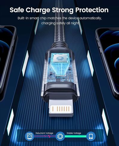 ORICO USB A to Lightning Cable, 12W Lightning Cable Fast Charging High-Speed Data Transfer Cord Nylon Braided, Compatible with iPhone 13 12 11 Pro Max XS XR X 8 7 Plus 6S SE iPad and More in Saudi Arabia