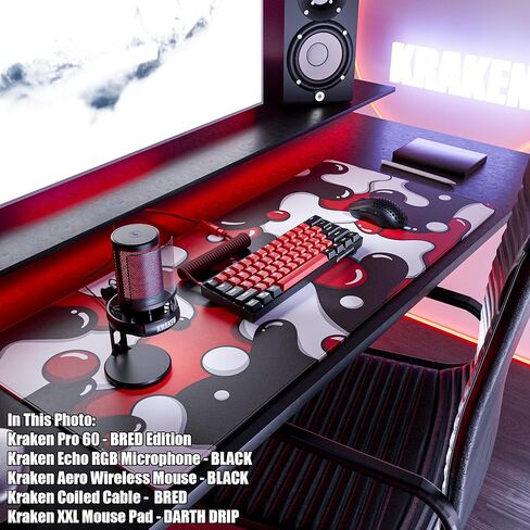 ميكروفون مكثف USB من Kraken Echo RGB للألعاب والبودكاست والبث لأجهزة الكمبيوتر الشخصية وPS5 وPS4 وMAC وأجهزة الكمبيوتر المحمولة. كتم صوت اللمس - مقبض الكسب - المراقبة - RGB يمكن التحكم فيه - ميكروفون ألعاب الكمبيوتر الشخصي مع حامل مكتب (أسود) in Saudi Arabia
