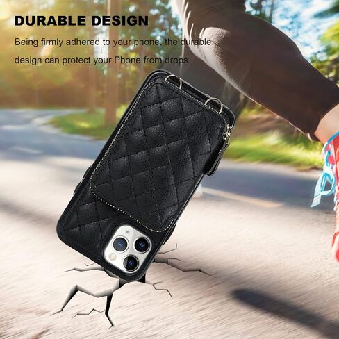 Bocasal Crossbody Wallet Case for iPhone 11 Pro, RFID Blocking PU Leather Zipper Handbag Purse Flip Cover, Kickstand Folio Case with Card Slots Holder Wrist Strap Lanyard 5.8 Inch (Black) in Saudi Arabia
