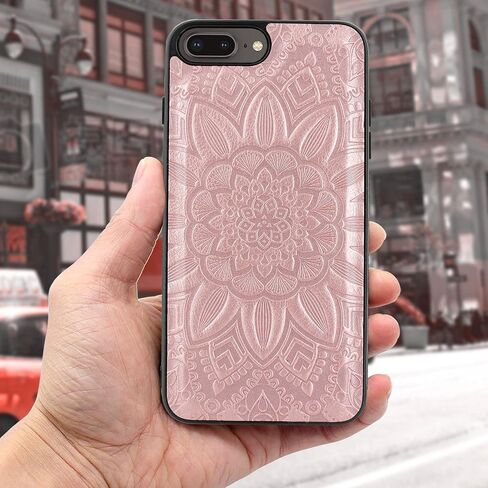 Harryshell Detachable Magnetic Zipper Wallet Leather Case Cash Pocket with 12 Card Slots Holder Wrist Strap for iPhone 8 Plus/iPhone 7 Plus / 6S Plus 5.5 Inch Floral Flower (Black) in Saudi Arabia