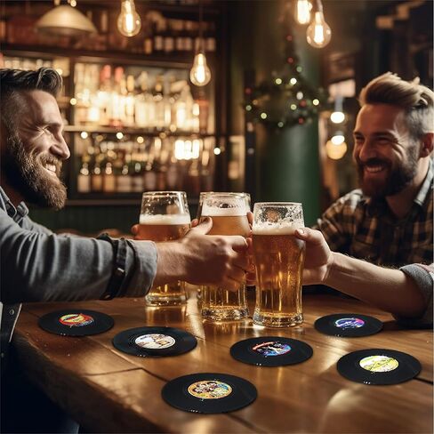 قواعد أكواب مضحكة من الفينيل ريترو، مجموعة قواعد أكواب إبداعية مكونة من 6 قطع مع حامل مشغل تسجيلات الفينيل لمحبي الموسيقى، وهدايا مضيفة الترحيب بالمنزل الجديد، وأفكار هدايا أعياد الميلاد والفيل الأبيض in Kuwait