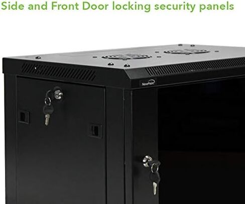 Navepoint 9U Deluxe IT حاوية خزانة مثبتة على الحائط مقاس 19 بوصة رف شبكة الخادم مع قفل باب زجاجي مقاس 16 بوصة أسود عميق مع أرفف in Saudi Arabia