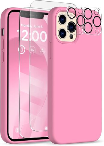 for iPhone 12 Pro Max Case, [2X Camera Protector + 2X Screen Protector], Full-Body Silicone Shockproof Protective Cover, Microfiber Lining Phone Case for iPhone 12 Pro Max 6.7", Azure Blue in Saudi Arabia