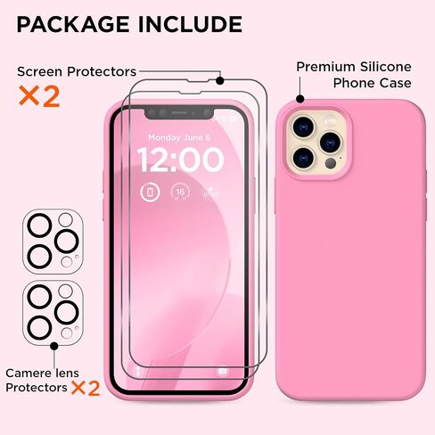 for iPhone 12 Pro Max Case, [2X Camera Protector + 2X Screen Protector], Full-Body Silicone Shockproof Protective Cover, Microfiber Lining Phone Case for iPhone 12 Pro Max 6.7", Azure Blue in Saudi Arabia