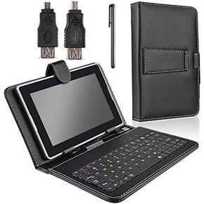 حامل تابلت مقاس 9.7 بوصات مع لوحة مفاتيح USB صغيرة، وغطاء لوحة مفاتيح USB من جلد البولي يوريثان النباتي، وحامل غطاء لأجهزة الكمبيوتر اللوحية التي تعمل بنظام Android مقاس 9.7 بوصات in Kuwait