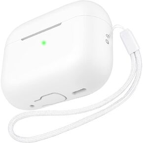 AirPods Pro 2 Case, AirPods Pro 2nd Generation[2022] Protective Shockproof Soft Silicone Headphone Cover with Hand Strap, Support Wireless Charging [Front LED Visible] (Black)