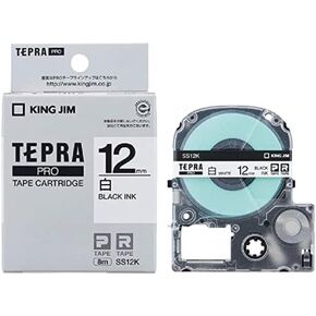 King Jim Tepra PRO Tape Cartridge, 0.5 inch (12 mm), SS12K White Label, 1 Piece