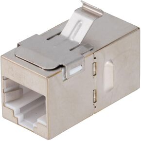 NavePoint CAT6A FTP Inline Keystone Coupler, RJ45 Female to RJ45 Female, 10 Pack, Silver