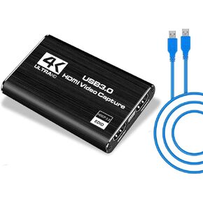 EZONEDEAL 4K HDMI Video Capture Card, HDMI to USB3.0 Game Capture Card Dongle OBS Game Live Stream Mic Input Device with 1080P Compatible with PS4, PC, Mac OS, Linux