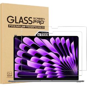 2-Pack Glass Screen Protector for MacBook Air 15 (2024 Released M3 Chip A3114 / 2023 Released M2 Chip A2941) - Tempered Glass Film/High Definition / 9H Hardness