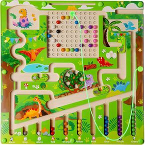 Magnetic Color and Number Maze,Magnetic Puzzles Board for Toddlers Ages 3+,Preschool Learning Sensory Toys,Kids Wooden Montessori Toys for Boys Girls