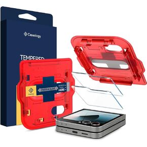 Caseology Snap Fit for Galaxy Z Flip 6 Screen Protector [2 Pack/Easy Installation Kit] Tempered Glass - Clear