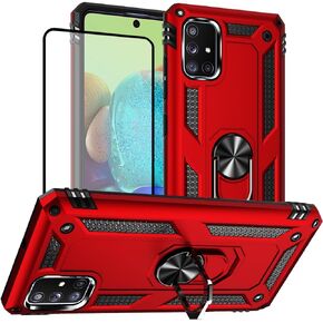 Samsung A71 5G Case, A71 5G Phone Case with Screen Protector, Military Grade Protective Cases with Ring for Samsung Galaxy A71 5G (Red)