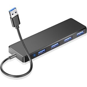 USB 3.0 Hub, 4 Ports USB A Splitter Ultra Slim Mini USB Expander, Multiple USB Hub for Laptop, PC, Xbox, Flash Drive, HDD, Console, Printer, Camera, Keyborad, Mouse and More in Saudi Arabia