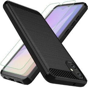 Osophter for Galaxy A05 Case: with 2pcs Screen Protector Shock-Absorption Flexible TPU Rubber Protective Cover for Samsung Galaxy A05 Phone Case(Black)
