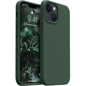 AOTESIER Designed for iPhone 13 Mini Phone Case, Liquid Silicone Phone Case with [Soft Anti-Scratch Microfiber Lining] Full Body Drop Protection 5.4 inch Slim Thin Cover, Alpine Green