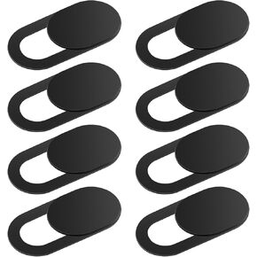 Thin Webcam Cover Slide, 8PCS Phone Camera Cover Laptop Camera Blocker Slider Strong Adhesive Protect Privacy Security Compatible with Tablet Desktop PC Smartphones(Black)