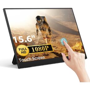 شاشة Eyoyo المحمولة 15.6 بوصة IPS 1080P شاشة تعمل باللمس USB-C HDMI شاشة ألعاب مع حامل قابل للتعديل 180 درجة ومكبرات صوت شاشة خارجية لأجهزة الكمبيوتر المحمول والهاتف Xbox PS5 in Kuwait