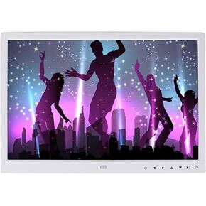 Digital Photo Frame, 15 Inch Digital Photo Frame 1280 * 800 TFT LED Screen with Touch Buttons, MP3 / 4 Movie Player, Alarm Clock (White)