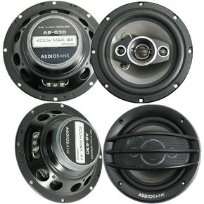 Audiobank 4X AB-630 800 Watts Power Handling 6.5-Inches 4-Way Car Audio Stereo Coaxial Speakers with Frequency Response: 65-20000 Hz and 2x15 Piezo Tweeter