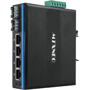 4 Port Din-Rail Gigabit Ethernet Switch with 2 SFP Ports Industrial Fiber Optic Switch IP40 Rated Unmanaged Fiber Converter -40 to 176°
