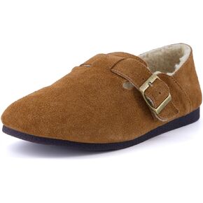 CUSHIONAIRE Women's Nest Faux Shearling, Genuine Suede Upper slip on shoe with +Comfort