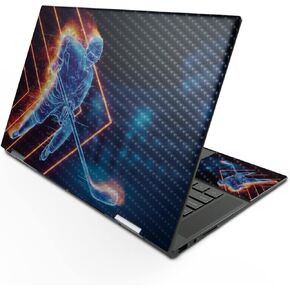 MightySkins Carbon Fiber Skin Compatible with HP Envy x360 15" (2022) - Glow Hockey | Protective, Durable Textured Carbon Fiber Finish | Easy to Apply, Remove, and Change Styles | Made in The USA